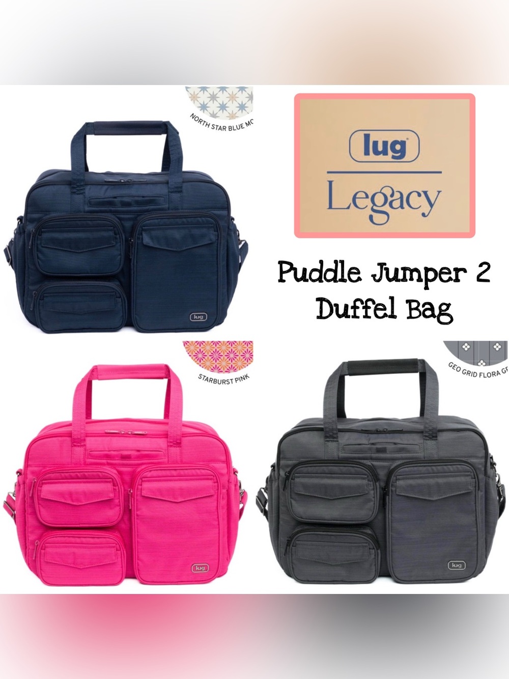 Lug Legacy Collection Puddle Jumper 2 Duffel Bag NWT